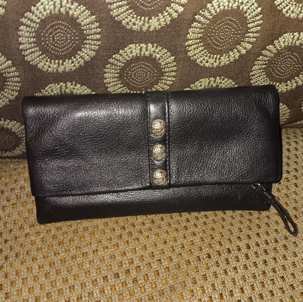Brighton Black Leather Trifold Wallet